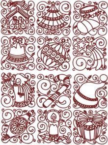 One-Color Christmas Block Set of 12 Machine Embroidery Designs
