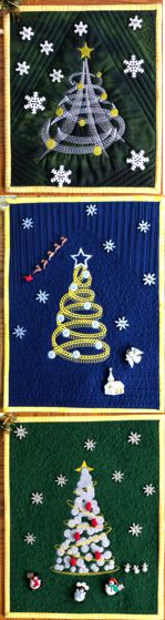 Christmas Quilted Table Runner with Pinecone Embroidery