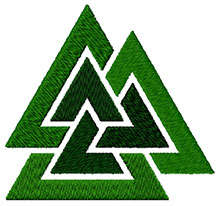 Valknut, a traditional Norse design - 3 intervene triangle shapes in green colors