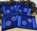 Dark blue placemats with snowflakes embroidery