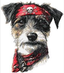 Fox Terrier with a Skull Bandana