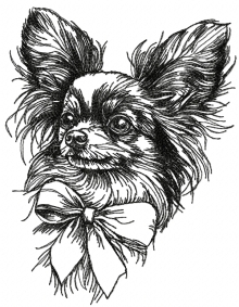 Papillon with a Bow Machine Embroidery Design