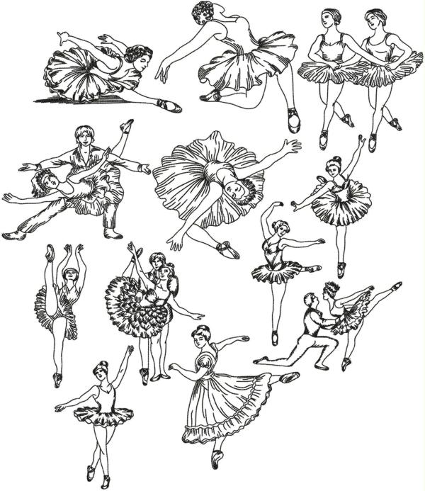 Advanced Embroidery Designs - Ballet Redwork Set