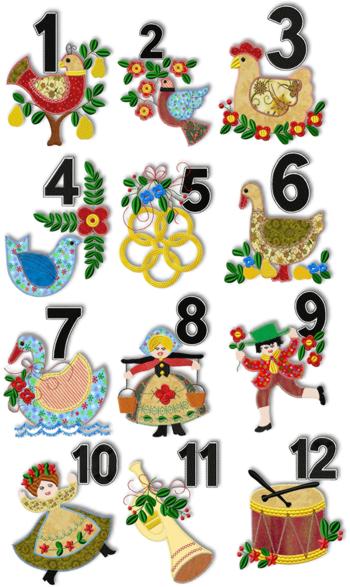 Advanced Embroidery Designs - 12 Days of Christmas Applique Set