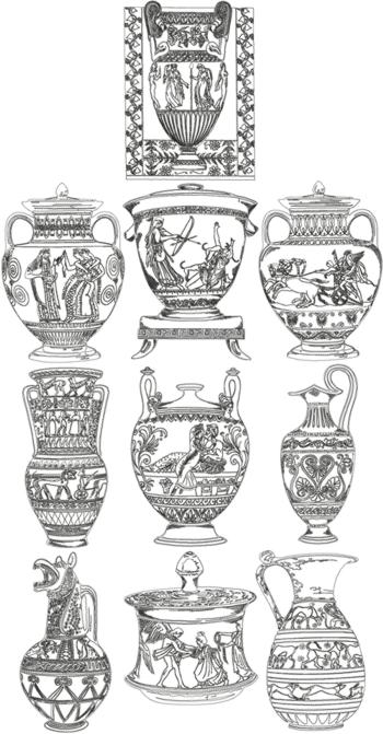 Advanced Embroidery Designs - One-Color Ancient Greek Vase Set
