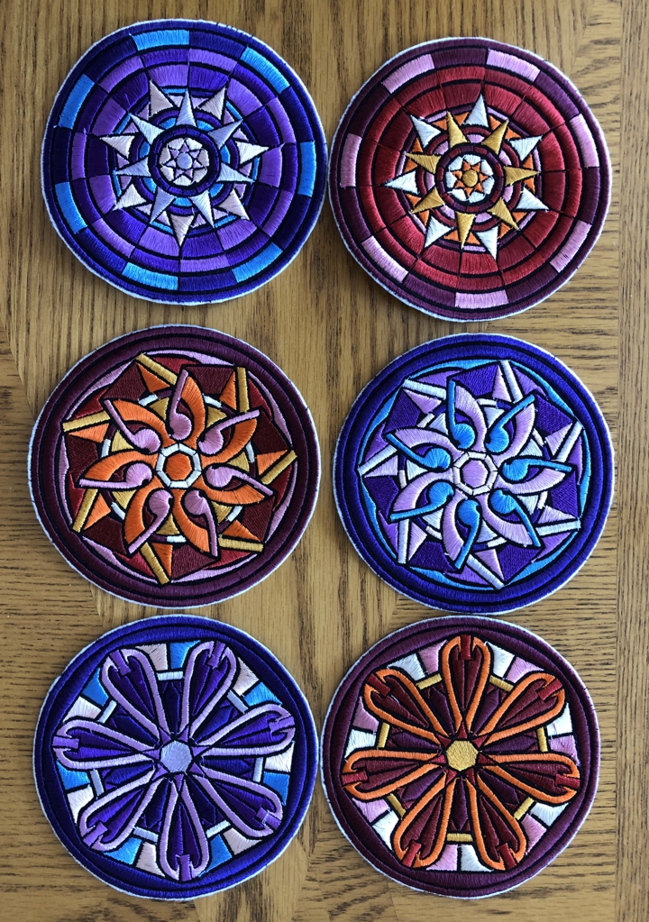 Advanced Embroidery Designs Stained Glass Flower Coasters In The Hoop Ith Ii