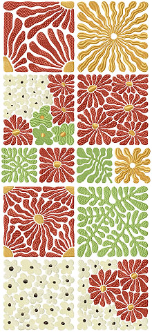 Art Nouveau Flower Block Set Machine Embroidery Design