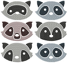 Cute Racoon Set Machine Embroidery Design