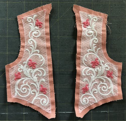 Stitch-outs of the bodice front parts.