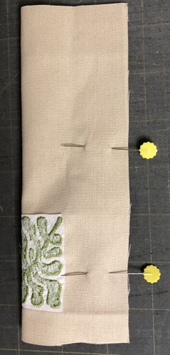 Fold each stitch-out n half, face inside.