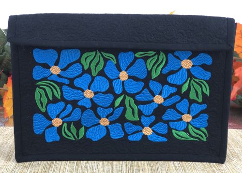 Quilted Flower Panel Clutch Purse or Hand Bag