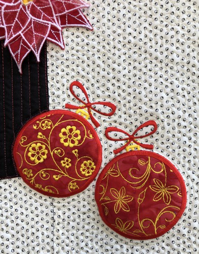 A close-up of the embroidery and quilting stitches.