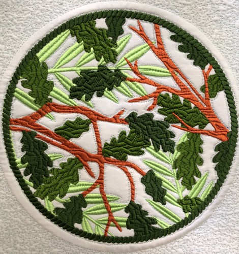 A close up of Summer Window embroidery.