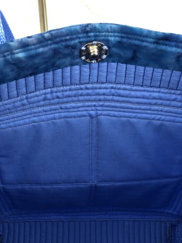 The inside view of the bag with the sew-on snap.