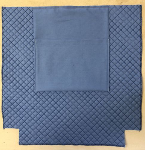 The pocket is stitched to the back panel of the bag.