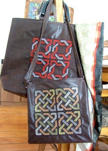 Shoulder Strap Bag and Tote Bag with Celtic Quilt Blocks image 1