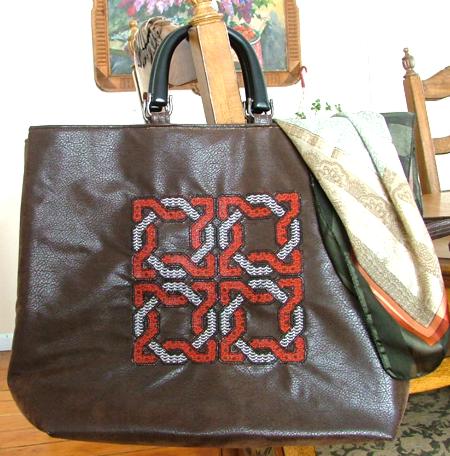 Shoulder Strap Bag and Tote Bag with Celtic Quilt Blocks image 9