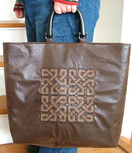 Shoulder Strap Bag and Tote Bag with Celtic Quilt Blocks image 10